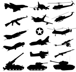 Military silhouettes set - obrazy, fototapety, plakaty