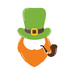leprechaun beard and hat with pipe smoking