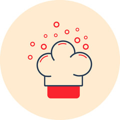 Chef hat icon. chef hat love, chef hat time icon with vector illustration and flat design. two color, circle background, black, white, color circle icon.