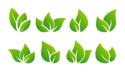Gradient vector leaves - Design set of leaf in different shapes to use in environmental or healthy logos.