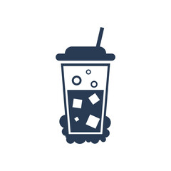 Juice Icon. Cold Coffee Icon. vector flat style, two color, color circle, color background, black shape icon.