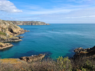 Fototapeta na wymiar Guernsey Channel Islands, La Moye Point, Le Gouffre