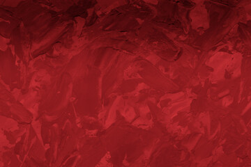 Modern contemporary acrylic background. Red texture made with a palette knife. Abstract painting on paper. Mess on the canvas.