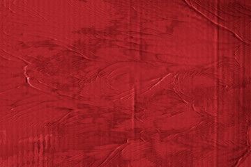 Modern contemporary acrylic background. Red texture made with a palette knife. Abstract painting on paper. Mess on the canvas.