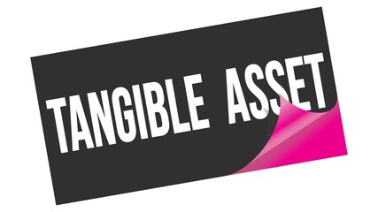 TANGIBLE  ASSET text on black pink sticker stamp.
