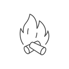 Bonfire with firewood line icon