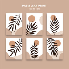 Fototapeta na wymiar Abstract posters set with geometric elements and leaves on white background. Abstraction nordic paint print. Scandinavian style. Abstract contemporary modern trendy vector illustration. Boho Art