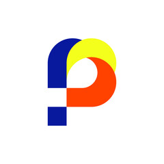 colorful letter P logo design with modern style