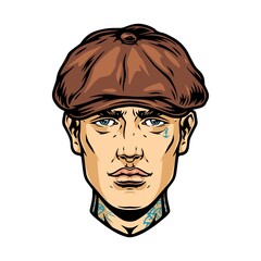 Stylish tattooed man head