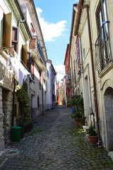 A narrow street in Nusco, a medieval village in the province of Avellino, Italy.