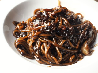 Jajangmyeon - Korean ramen noodles with black bean sauce