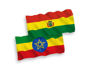 Fototapeta premium Flags of Bolivia and Ethiopia on a white background