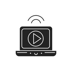 Video broadcast black glyph icon. SMM promotion. Sign for web page, mobile app, button, logo. Vector isolated element.