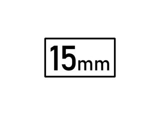 15 millimeters icon vector illustration, 15 mm size