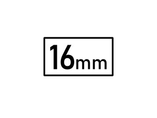 16 millimeters icon vector illustration, 16 mm size