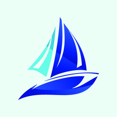 sailing boat gradient logo design vector