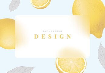 Fruit background design, fresh lemons with leaves