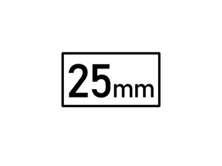 25 millimeters icon vector illustration, 25 mm size