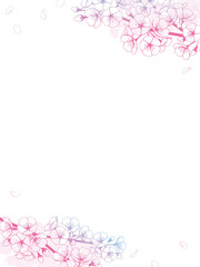 桜の背景素材　線画グラデーション