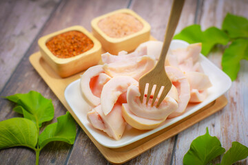 Pickled fruit marinated in salt and pepper