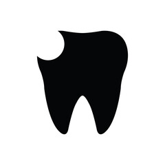 damaged tooth  black vector icon. toothache icon 