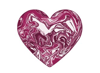 Pink heart with marble texture. Design for Valentine's Day.