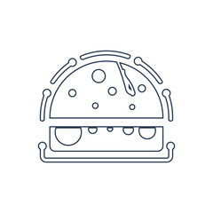 Burger Icon. Chicken burger, burger with cold coffee, burger with cold coffee and french chips icon. flat, vector, color circle, color background, two color, black shape, white vector icon.