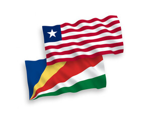 Flags of Liberia and Seychelles on a white background