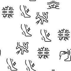 Varicose Veins Disease Seamless Pattern Vector Thin Line. Illustrations