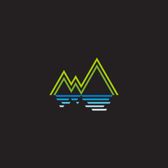 simple geometric mountain motion sea water symbol vector colorful design