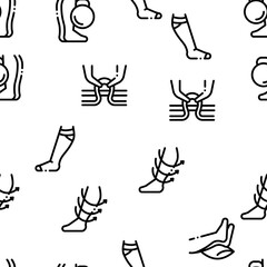 Varicose Veins Disease Seamless Pattern Vector Thin Line. Illustrations