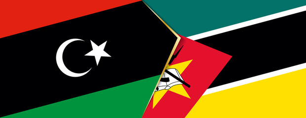 Libya and Mozambique flags, two vector flags.