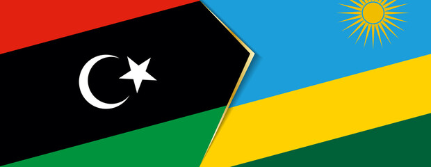 Libya and Rwanda flags, two vector flags.