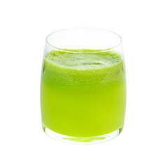 Fresh fresh green in a glass beaker isolated on a white background.