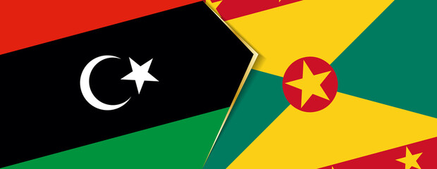 Libya and Grenada flags, two vector flags.