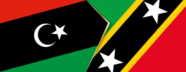 Libya and Saint Kitts and Nevis flags, two vector flags.