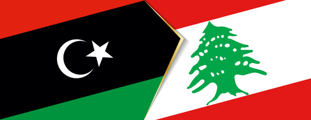 Libya and Lebanon flags, two vector flags.