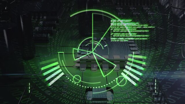 Digital animation of scope scanning over binary coding data processing against microprocessor connec - Powered by Adobe