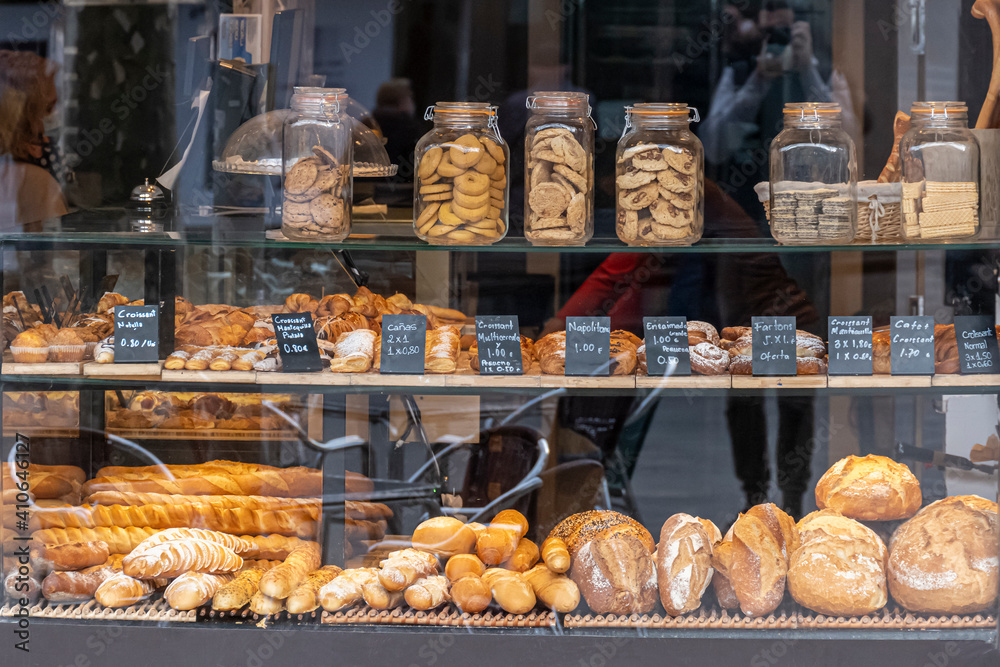 Wall mural variety of bread at market