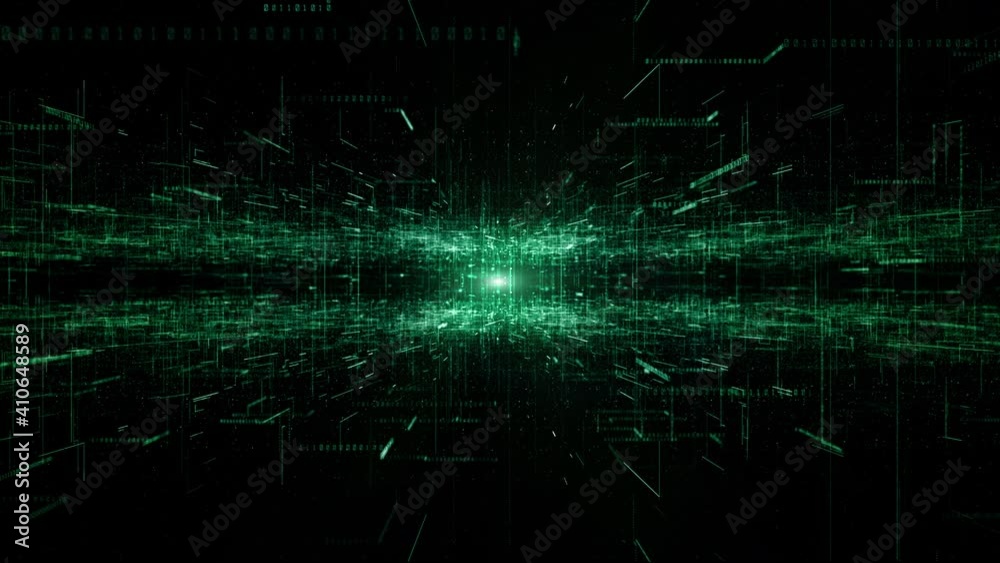 Fototapete Digital Cyberspace with Particles and Digital Data Network Connections. High Speed Connection and Data Analysis Technology Digital Abstract Background Concept. Seamless Loop. 4K