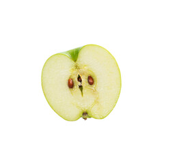 Half of green apple isolated on white background.