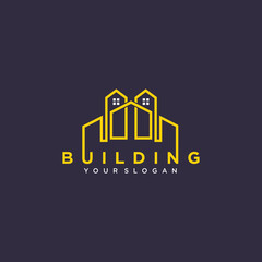 Building logo with modern line art style for company Premium Vector. part 1