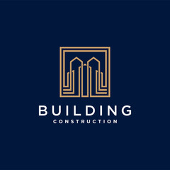 Building logo with modern line art style for company Premium Vector. part 4
