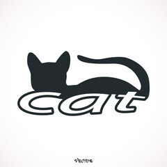 Obraz premium elegant art cat silhouette logo.