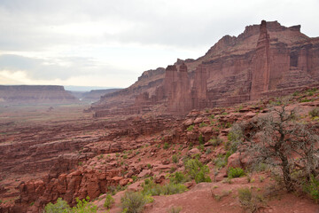 Amazing rock formations on Fisher Towers hiking trail near Moab Utah