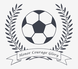 Obraz premium Football Vector Icon. Emblem Soccer Ball. Soccer Club Logo. Ribbon with Copyspace Area for Your Text or Slogan. Logo or Tattoo. Sticker or Patch for Shirt and T-Shirts