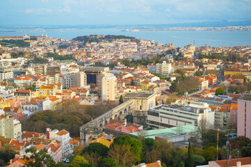 Lisbon aerial view skyline cityscape