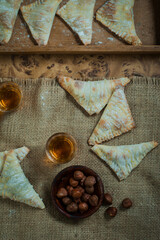 Nutella hand pies with some liquors glasses