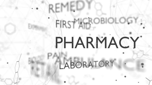 Pharmacy word cloud collage. Health concept background