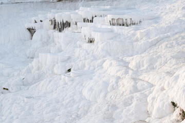 Natural travertine pools in Pamukkale. Pamukkale, Turkey
